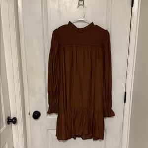 Brown Long Sleeve Dress Tunic